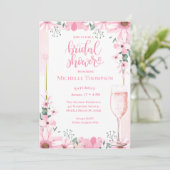 ピンクエレガントシャンパンフローラブライダルシャワー 招待状 (スタンド正面)