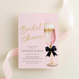 ピンクエレガントシャンパンブライダルシャワー 招待状