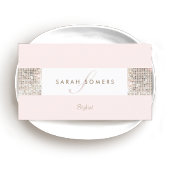 ピンクエレガントシルバフェイクーシークインモノグラム美しい部 名刺