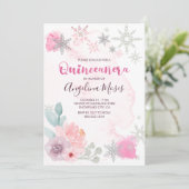 ピンクエレガントシルバーウィンターワンダーランドキンセアニェラ 招待状 (スタンド正面)