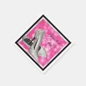 ピンクエレガントシルバーグリッターハイヒール スタンダードカクテルナプキン (角)