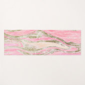 ピンクエレガントシルバーグリッター大理石パターングラム ヨガマット (正面(横))
