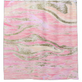 ピンクエレガントシルバーグリッター大理石パターンシック シャワーカーテン (正面)