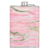 ピンクエレガントシルバーグリッター大理石パターンシック フラスク (裏面)