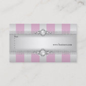 ピンクエレガントシルバーグレーホワイトストライプパールチェーン 名刺 (裏面)