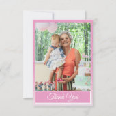 ピンクエレガントシンプル誕生日ありがとう写真 サンキューカード (正面)