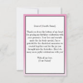 ピンクエレガントシンプル誕生日ありがとう写真 サンキューカード (裏面)