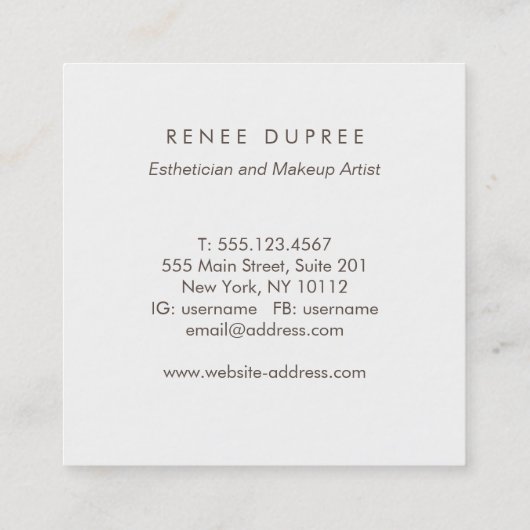 ピンクエレガントシークイン口紅メイクアップアーティスト美しい スクエア名刺 (裏面)