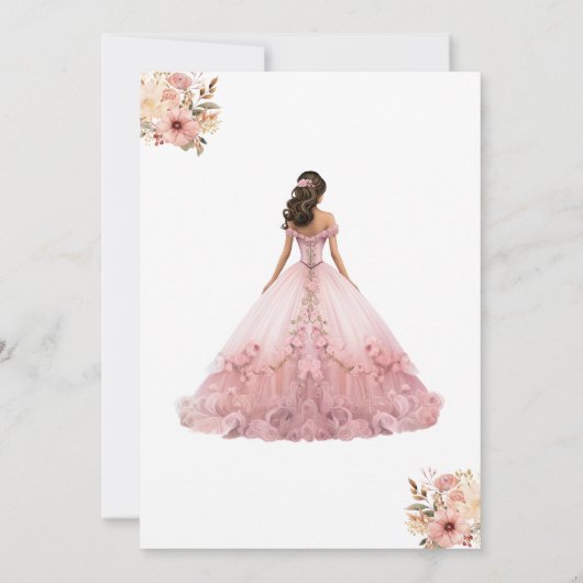 ピンクエレガントスウィート16ドレファンシース招待状 招待状 (裏面)