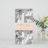 ピンクエレガントスカロップバンド6フォトシック結婚ズ サンキューカード (スタンド正面)