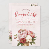 ピンクエレガントスクープフローラブライダルシャワーInvite 招待状 (正面/裏面)