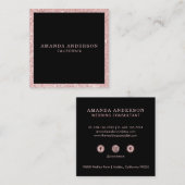 ピンクエレガントスタイリッシュグリッタースパークル スクエア名刺 (正面/裏面)