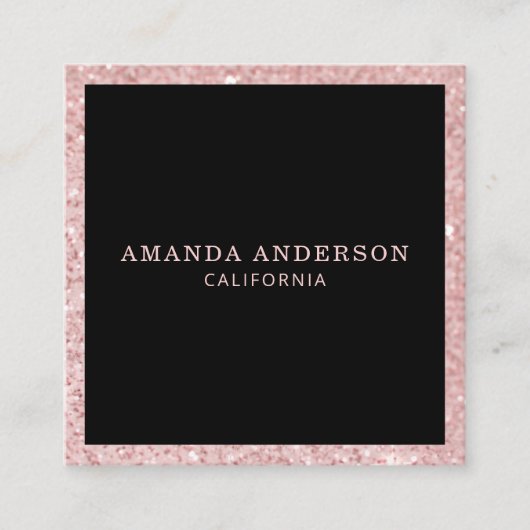ピンクエレガントスタイリッシュグリッタースパークル スクエア名刺 (正面)