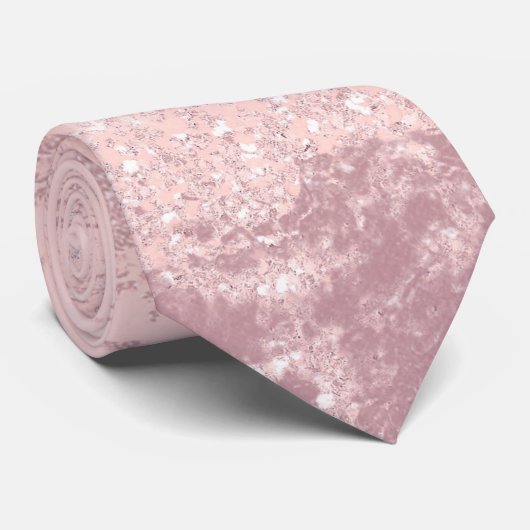 ピンクエレガントスタイリッシュローズ金ゴールドグリッター大理石 ネクタイ (ロール)