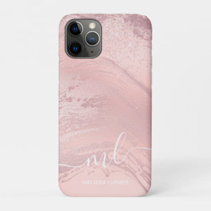 ピンクエレガントスタイリッシュローズ金ゴールドグリッター大理石 iPhone 11 PROケース