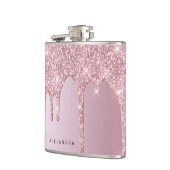 ピンクエレガントスタイリッシュローズ金ゴールドグリッター フラスク (左)