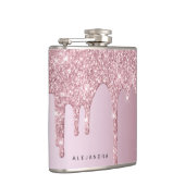 ピンクエレガントスタイリッシュローズ金ゴールドグリッター フラスク (右)