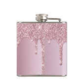 ピンクエレガントスタイリッシュローズ金ゴールドグリッター フラスク (裏面)