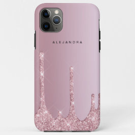 ピンクエレガントスタイリッシュローズ金ゴールドグリッター iPhone 11 PRO MAXケース