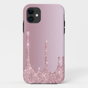ピンクエレガントスタイリッシュローズ金ゴールドグリッター iPhone 11 ケース
