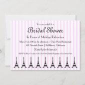 ピンクエレガントストライプテーマブライダルシャワー 招待状 (正面)