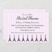 ピンクエレガントストライプテーマブライダルシャワー 招待状 (正面/裏面)