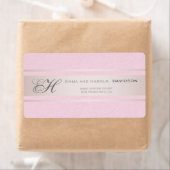 ピンクエレガントストライプピンクテクスチャードカスタムモノグラム ラベル (インサイチュ)