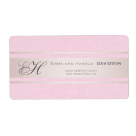 ピンクエレガントストライプピンクテクスチャードカスタムモノグラム ラベル