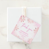 ピンクエレガントスノーフレーク女の子の赤ちゃんシャワー フェイバータグ (インサイチュ)