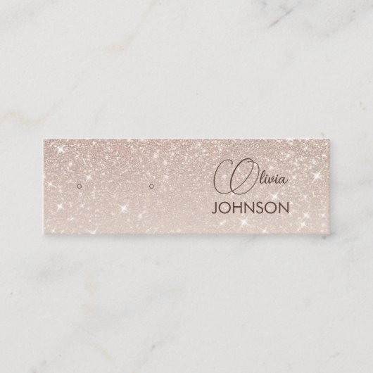 ピンクエレガントスパークリージュエリーイヤリングディスプレイ スキニー名刺 (正面)