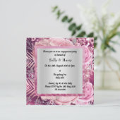 ピンクエレガントスパークルブーケ婚約招待状 招待状 (スタンド正面)