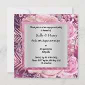 ピンクエレガントスパークルブーケ婚約招待状 招待状 (正面)