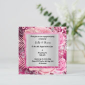 ピンクエレガントスパークルブーケ婚約招待 招待状 (スタンド正面)