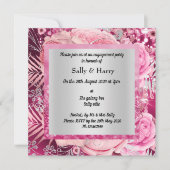 ピンクエレガントスパークルブーケ婚約招待 招待状 (正面)