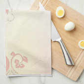 ピンクエレガントスワンヴィンテージ キッチンタオル (四つ折り)