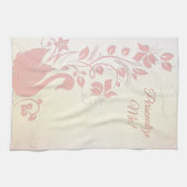 ピンクエレガントスワンヴィンテージ キッチンタオル (横)