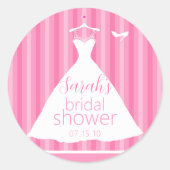ピンクエレガントス結婚ドレスブライダルシャワー ラウンドシール (正面)