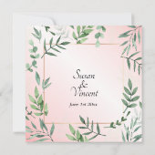 ピンクエレガントズの動植物のTouch結婚 招待状 (裏面)