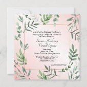 ピンクエレガントズの動植物のTouch結婚 招待状 (正面)