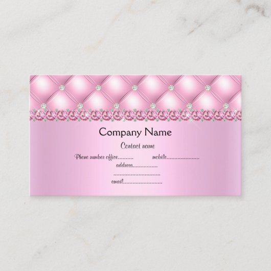 ピンクエレガントセミグロス名刺のダイヤモンド 名刺 (正面)