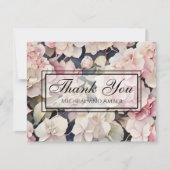 ピンクエレガントセージ水彩フローラアジサイ サンキューカード (正面)