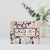 ピンクエレガントセージ水彩フローラアジサイ サンキューカード (スタンド正面)