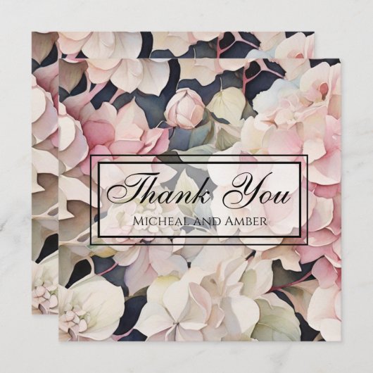 ピンクエレガントセージ水彩フローラアジサイ シーズンカード (正面/裏面)