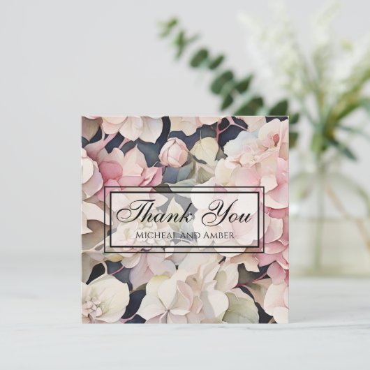 ピンクエレガントセージ水彩フローラアジサイ シーズンカード (スタンド正面)