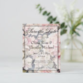 ピンクエレガントセージ水彩フローラアジサイ セーブザデート (スタンド正面)