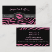 ピンクエレガントゼブラグリッターキス美容師 名刺 (正面/裏面)