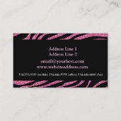 ピンクエレガントゼブラグリッターキス美容師 名刺 (裏面)