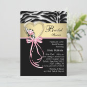 ピンクエレガントゼブラブライダルシャワー 招待状 (スタンド正面)