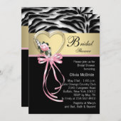 ピンクエレガントゼブラブライダルシャワー 招待状 (正面/裏面)