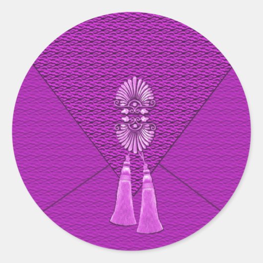 ピンクエレガントタッセルステッカー ラウンドシール (正面)